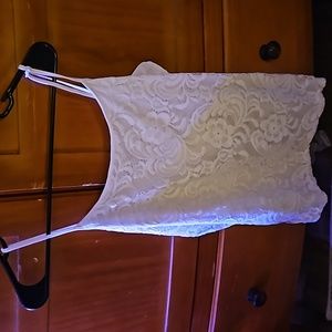 White tank top with lace front